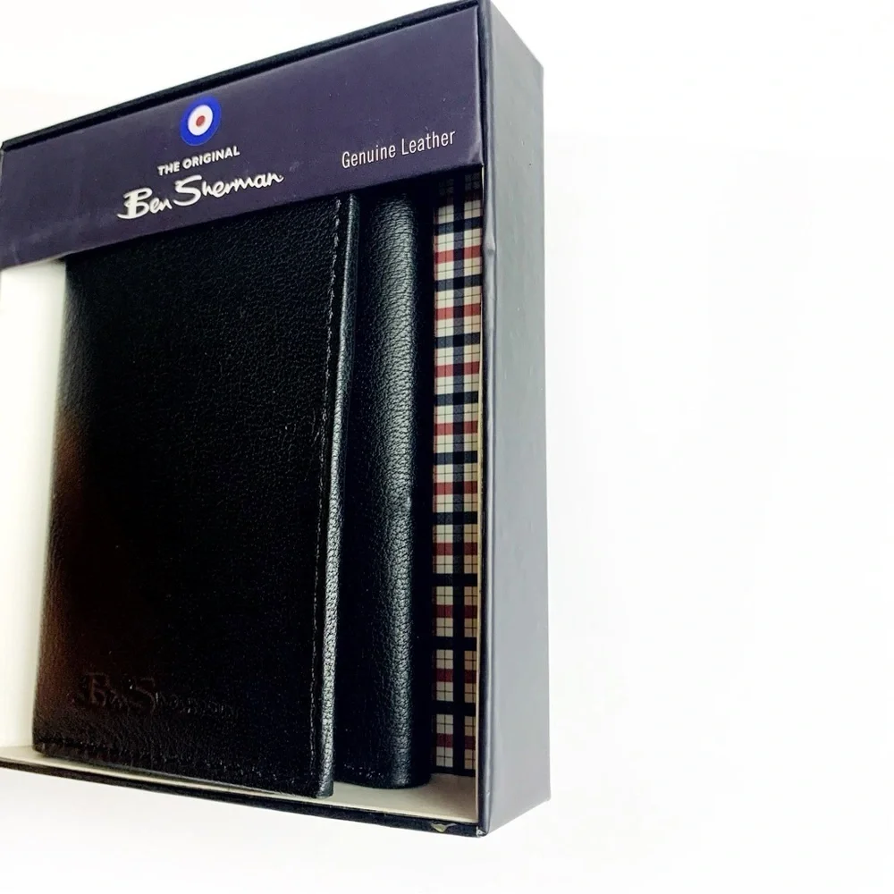 Ben Sherman Black Tri-Fold Genuine Leather Wallet